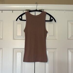 A New Day Brown Fitted Ribbed Tank Top